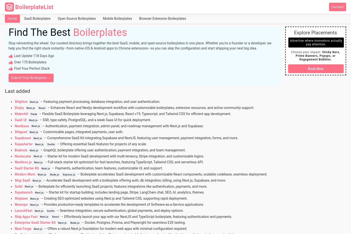 BoilerplateList screenshot