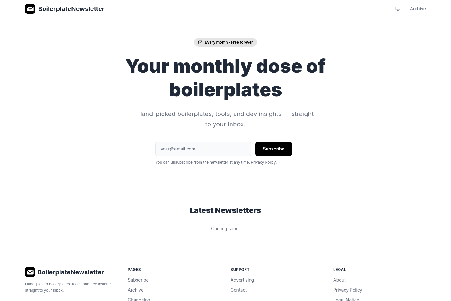BoilerplateNewsletter screenshot